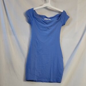 Susana Monaco Blue Off-Shoulder Mini Dress